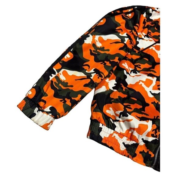 I AM GIA Luxury Designer Streetwear Orange Camo Full Zip Bomber Jacket Small - Picture 3 of 5